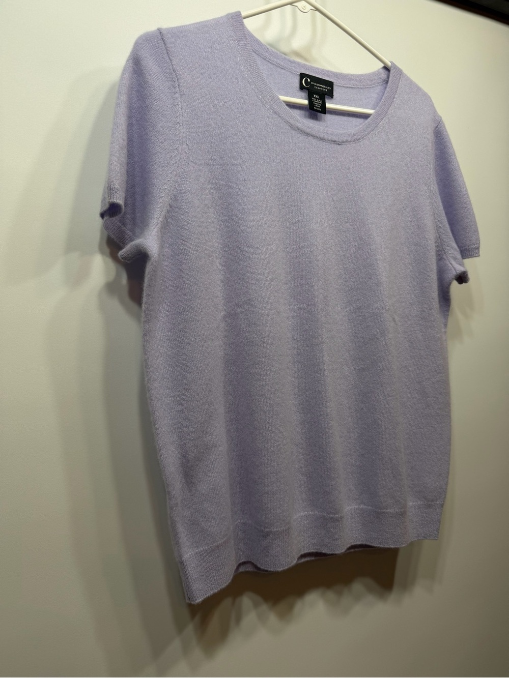 C by Bloomingdale’s 100% 2-Ply Cashmere Sweater XXL Lavender Short Sleeve - Picture 5 of 9